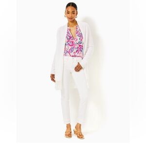 Lilly Pulitzer Tatum BLACK Fringe Hem Open Cardigan Sweater Women’s Size S